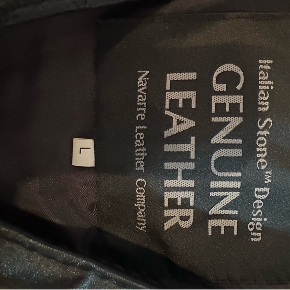 NWT Navarre Italian Stone Genuine Leather Vest Womens Lg Black Fringe Biker - Picture 6 of 9